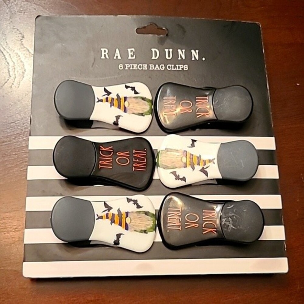 Rae Dunn Halloween 6 Piece Bag Clips NEW! Includes Gnomes